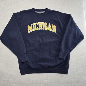 Vintage Michigan Wolverines University Sweatshirt Mens XL Blue Football